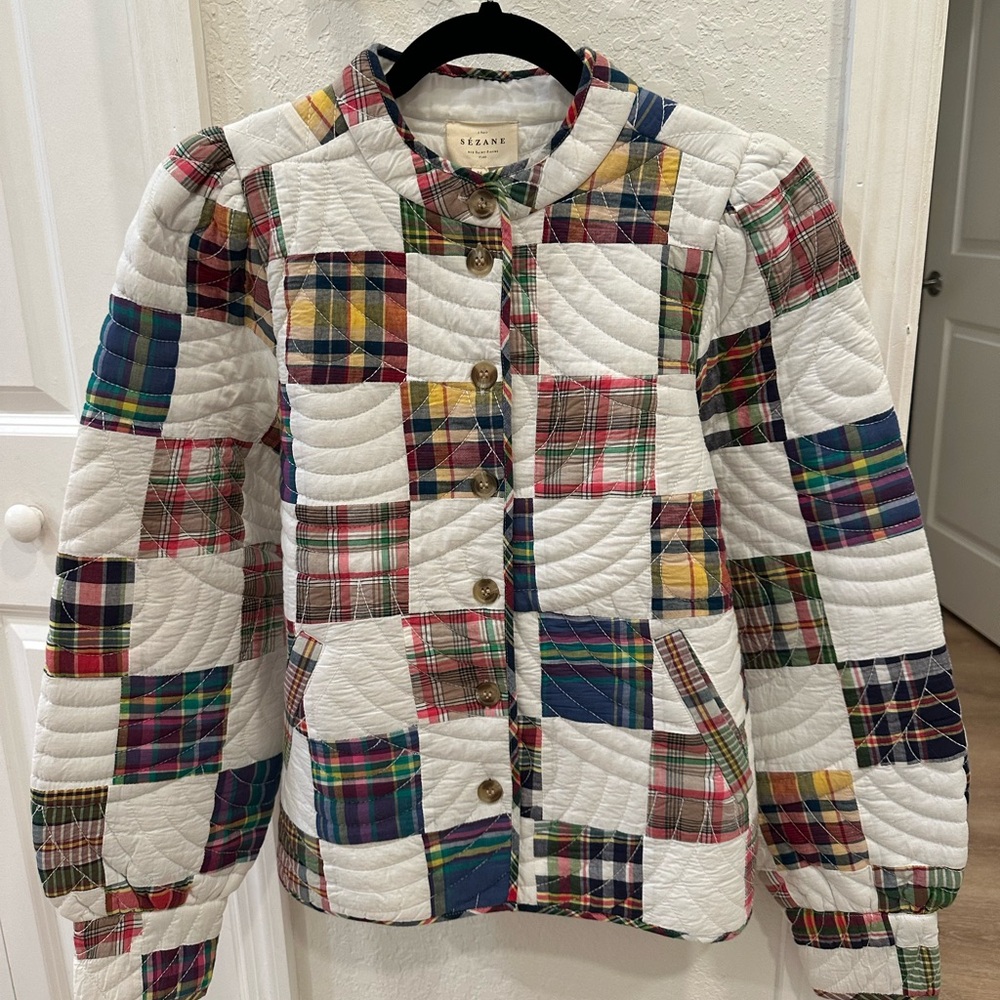 Sezane patchwork “Jean” jacket, NWT